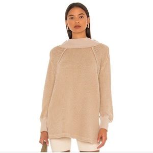 Free People Shes a Keeper Vented-Hem Tunic Sweater Tan